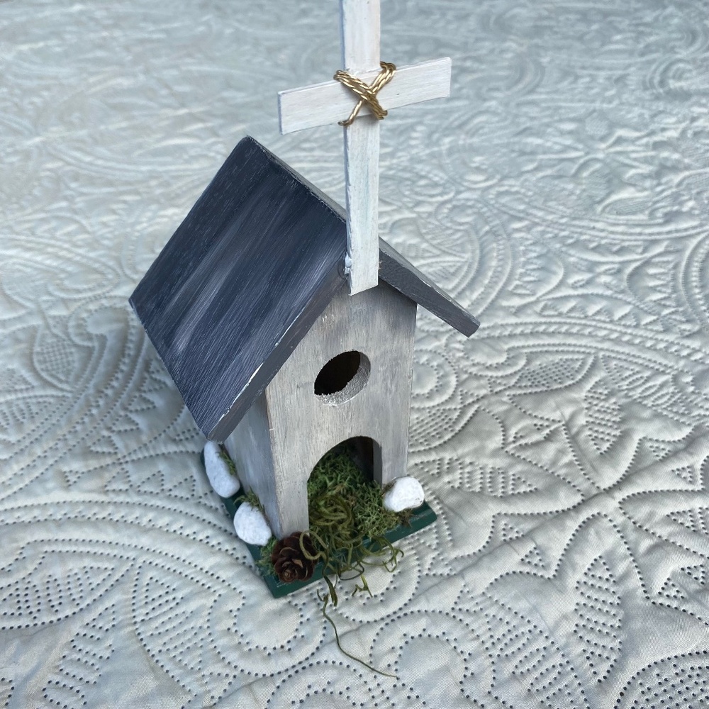 Small Rustic BirdHouse Chapel/Church Decor